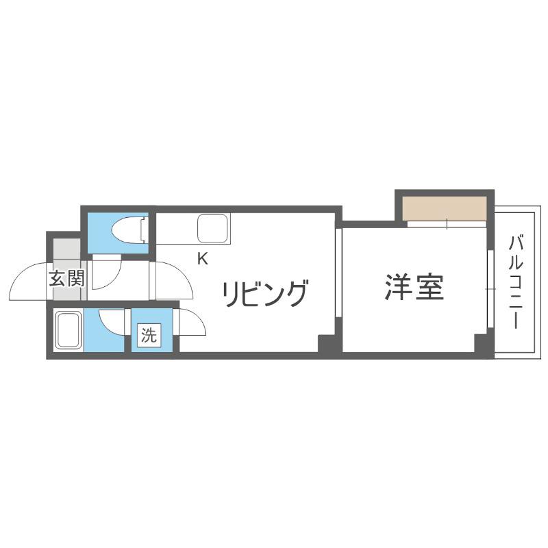 YSコート(1DK/2階)の間取り写真