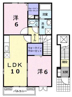 サザンヒルズ(2LDK/2階)の間取り写真