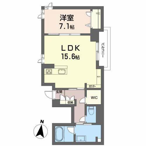ベレオ花京院(1LDK/3階)の間取り写真