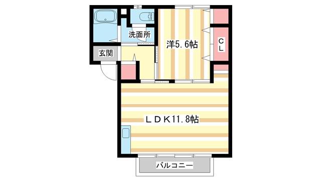 アルシオネB(1LDK/1階)の間取り写真