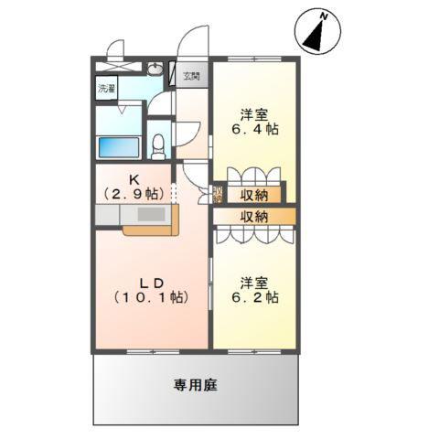 サン・パレス(2LDK/1階)の間取り写真