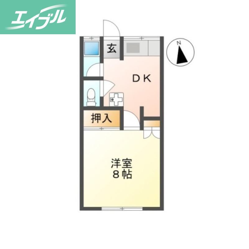多田コーポ第2(1DK/2階)の間取り写真