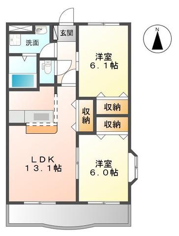 インペリアルコート岡田(2LDK/3階)の間取り写真