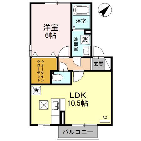 セジュール宮前 壱番館/弐番館(1LDK/1階)の間取り写真
