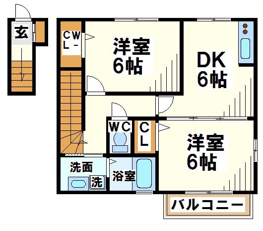 シュール・コテデュパルク(2DK/2階)の間取り写真