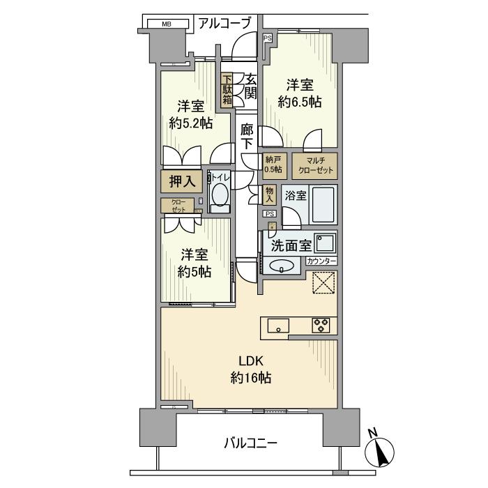 プラウド湘南藤沢テラス(3LDK/3階)の間取り写真