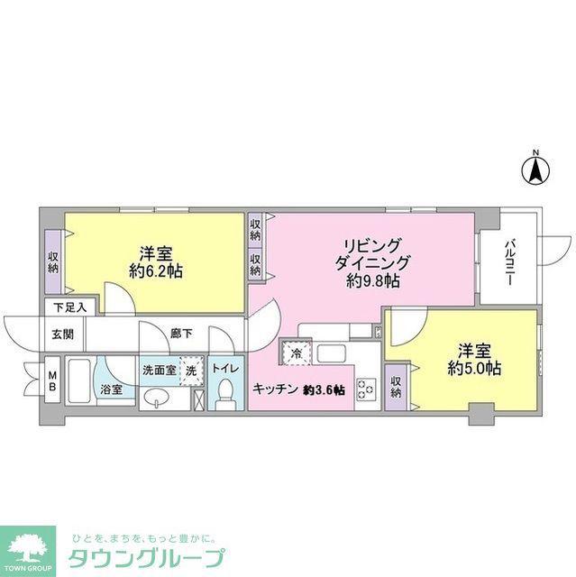 ラフィナート深沢(2LDK/2階)の間取り写真