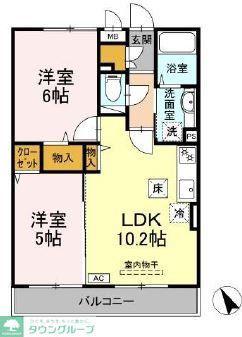 メゾンTKB(2LDK/1階)の間取り写真