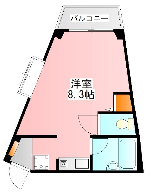 イースト旭が丘(ワンルーム/2階)の間取り写真