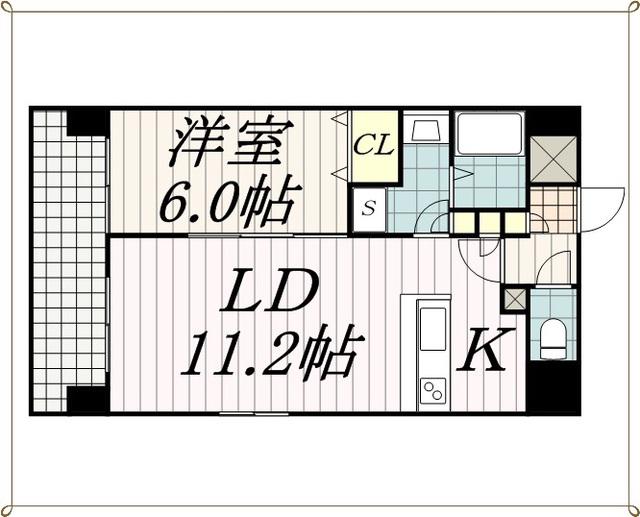 東ビル(1LDK/8階)の間取り写真