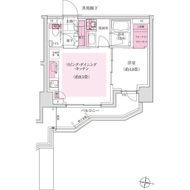 ディームス東陽町(1LDK/7階)の間取り写真