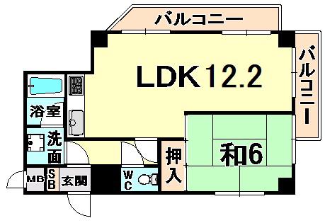メゾンチェリーアヴェニュー(1LDK/4階)の間取り写真