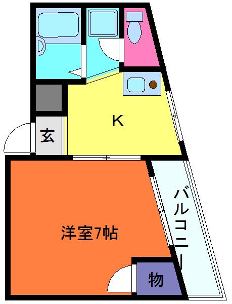 ウィステリア青木(1K/3階)の間取り写真