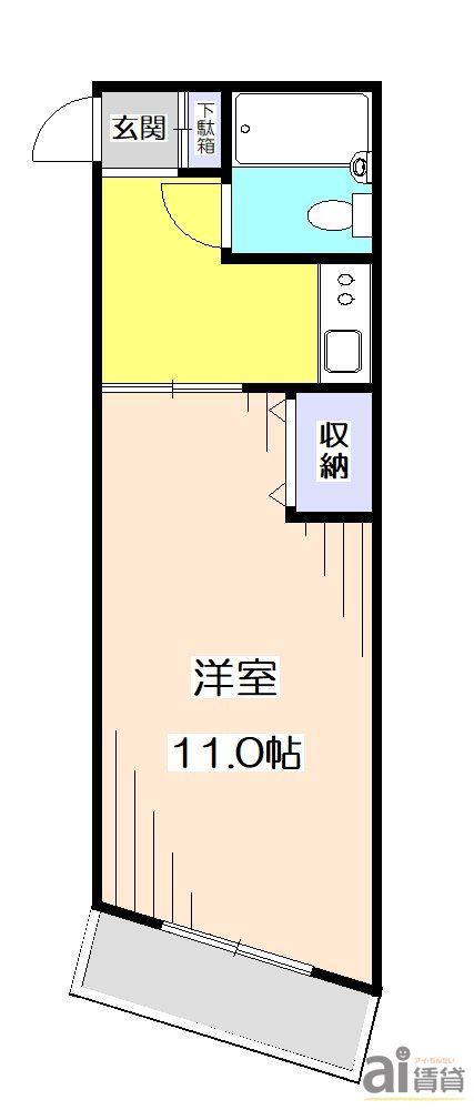 煉瓦館72(1K/1階)の間取り写真
