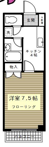 コーポラス駒の湯(1K/3階)の間取り写真