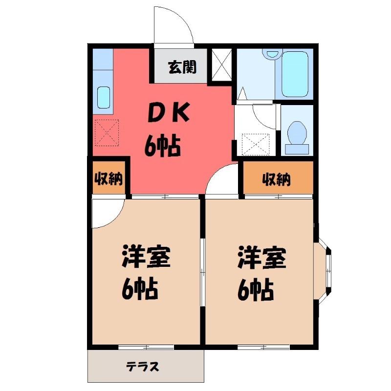 イーストタウン(2DK/1階)の間取り写真