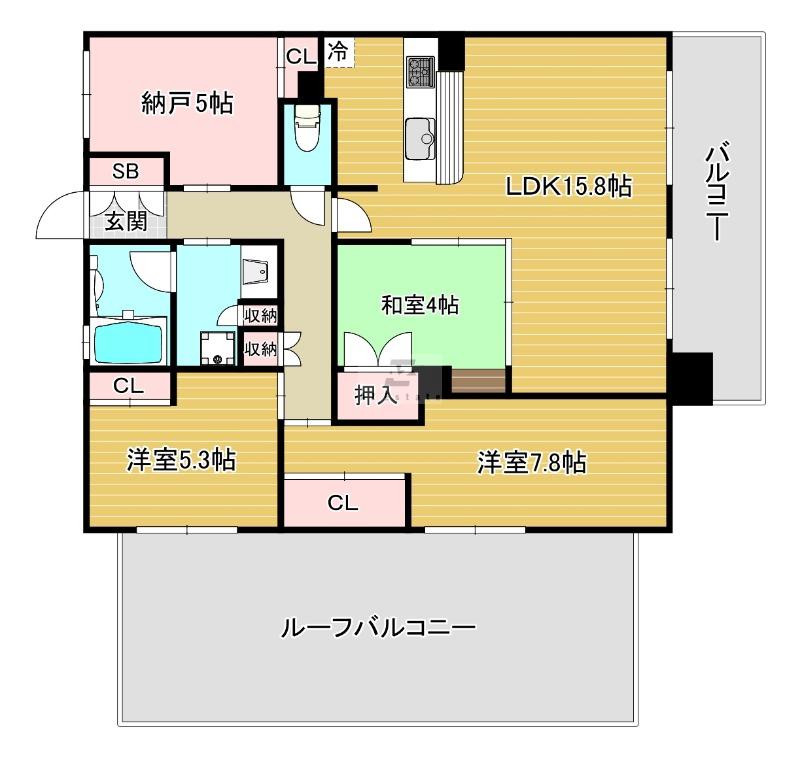 ラウロ相川リーヴァ(3SLDK/5階)の間取り写真