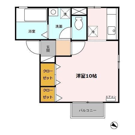 ボーセジュールプルミエ(ワンルーム/2階)の間取り写真