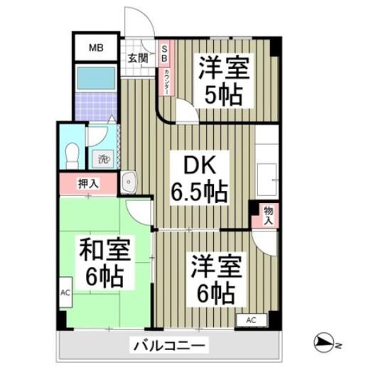 ビューパレ―上福岡(3DK/2階)の間取り写真