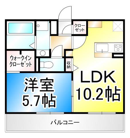 ライフコア南俣(1LDK/2階)の間取り写真