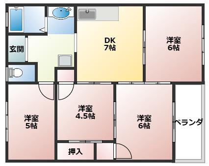 高砂竜山ビル(4DK/3階)の間取り写真