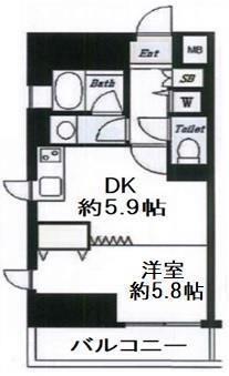デュオ・スカーラ西新宿II(1DK/4階)の間取り写真