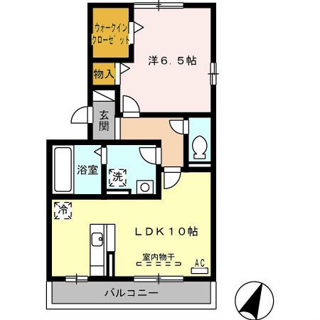 LUNAA(1LDK/2階)の間取り写真