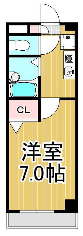 ベルウッド綾瀬(1K/2階)の間取り写真