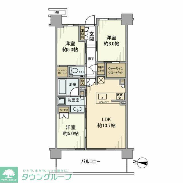 シティハウス王子(3LDK/3階)の間取り写真