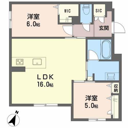 グランドシャーメゾン月出(2LDK/1階)の間取り写真