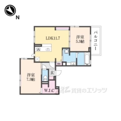 プレステージア忍ケ丘(2LDK/2階)の間取り写真