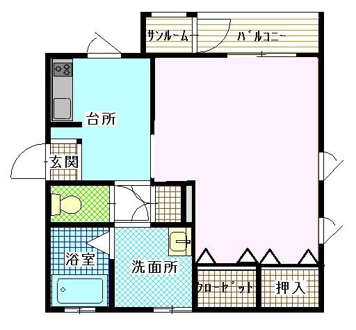 プチアベイユ(1K/1階)の間取り写真