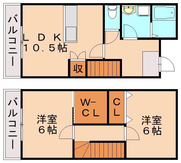 ヴィ・オーレ吉木(2LDK/1階)の間取り写真
