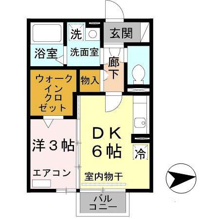 モナリエAN(1DK/2階)の間取り写真