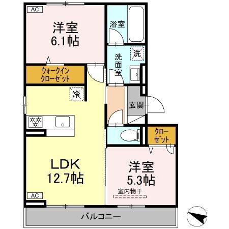 メゾン梅木(2LDK/2階)の間取り写真