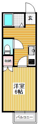 クレスト(1K/1階)の間取り写真