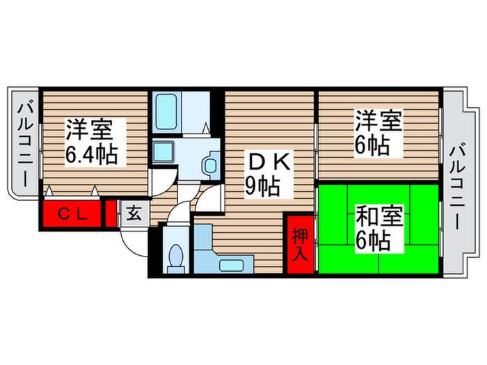第三春実マンション安塚(3DK/4階)の間取り写真