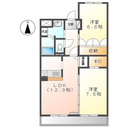 グランドソレイユ千成(2LDK/2階)の間取り写真
