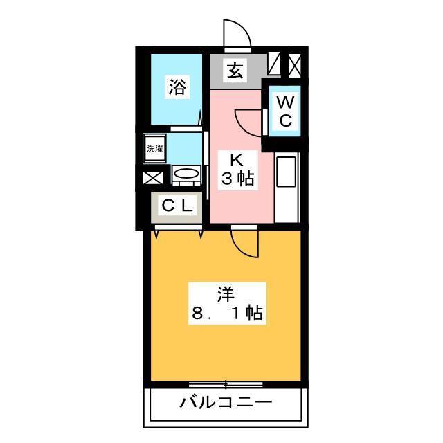 スカイヴィラージュ(1K/4階)の間取り写真