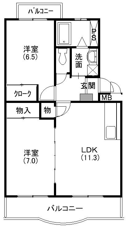 エスポワール・マキ(2LDK/2階)の間取り写真