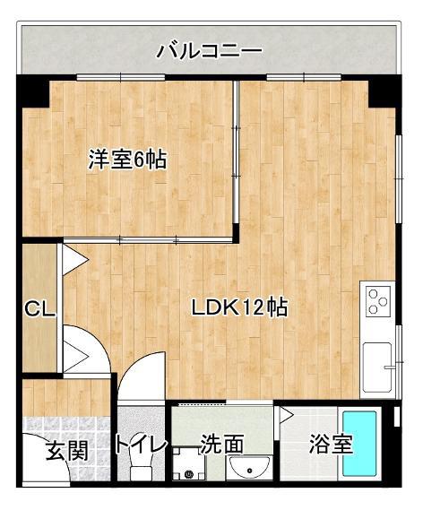マホロバビル(1LDK/1階)の間取り写真