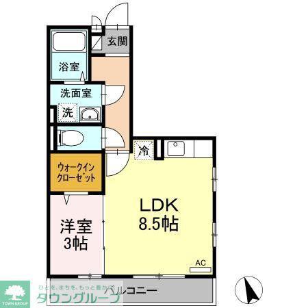 BMC北寺尾(1LDK/2階)の間取り写真