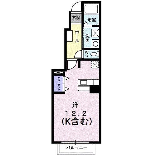 ソレイユK(ワンルーム/1階)の間取り写真