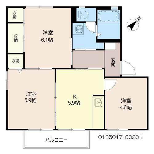 フォーレス神崎  C棟(3K/2階)の間取り写真