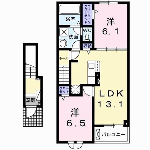 ルパルク II(2LDK/2階)の間取り写真