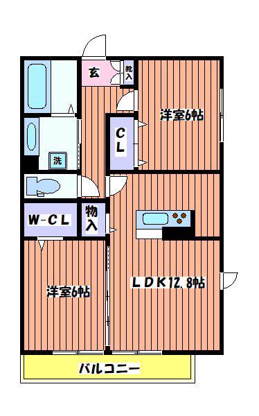 カーサグラナーデ(2LDK/1階)の間取り写真