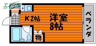 コーポラスK(ワンルーム/1階)の間取り写真