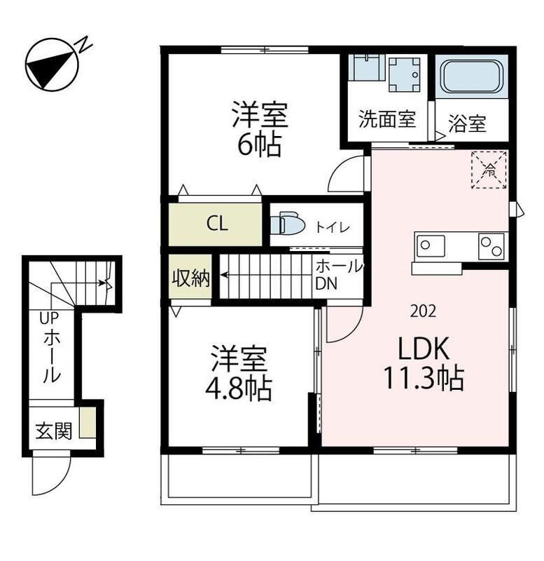 クリオコート2(2LDK/2階)の間取り写真