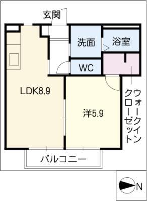 ヴィブレ・プリーモ(1LDK/1階)の間取り写真