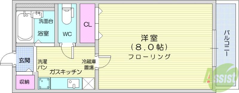 CASA茉莉花1(1K/2階)の間取り写真
